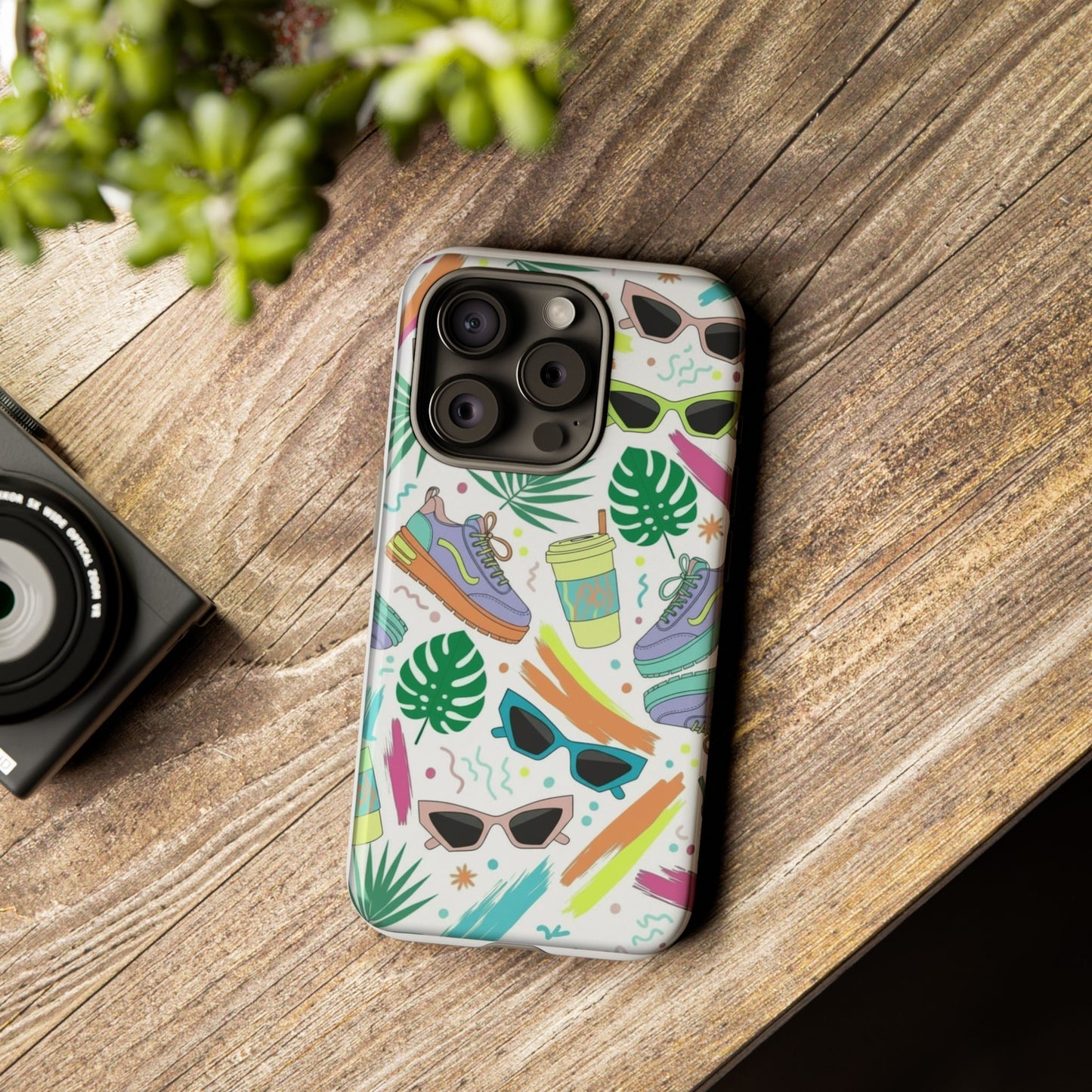Tough Cases — Colorful Retro Sneakers & Sunglasses Phone Case