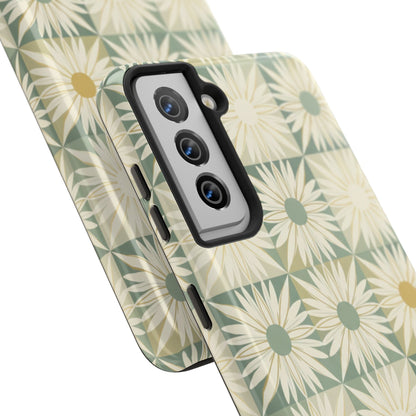 Retro Daisy Tough Phone Case — Vintage Floral Protective Cover for iPhone