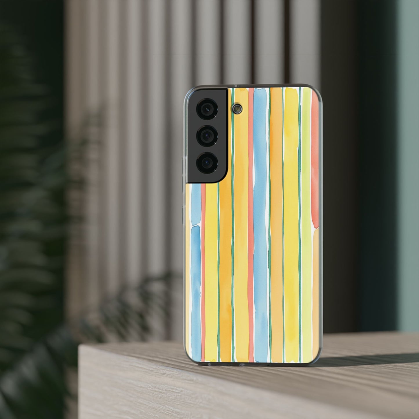 Watercolor Stripe Phone Case — Bright Pastel Vertical Stripes Protective Flexi Case