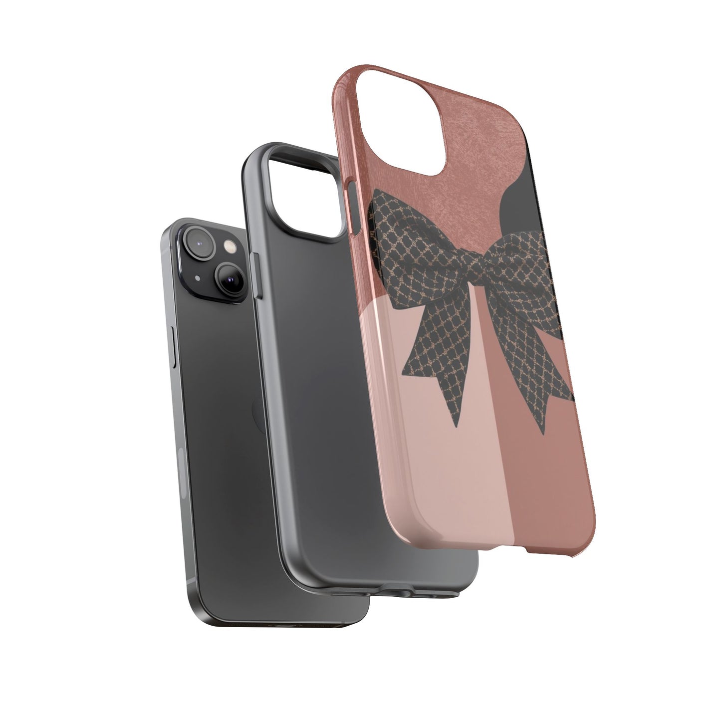 Bow Stripe Tough Phone Case – Pink Mauve Protective Cover