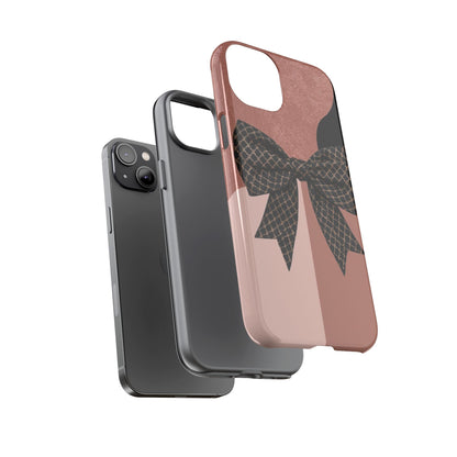 Bow Stripe Tough Phone Case – Pink Mauve Protective Cover