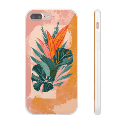 Tropical Botanical Phone Case — Pink & Orange Floral Flexi Case