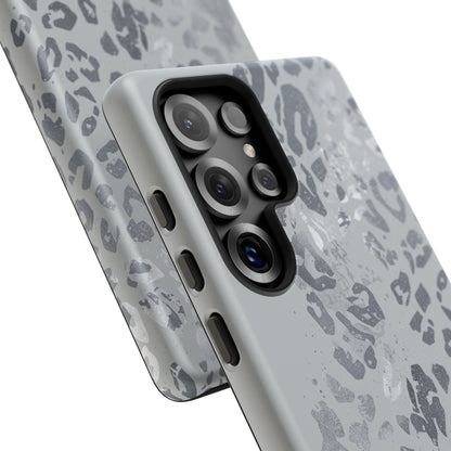 Gray Leopard Print Tough Phone Case