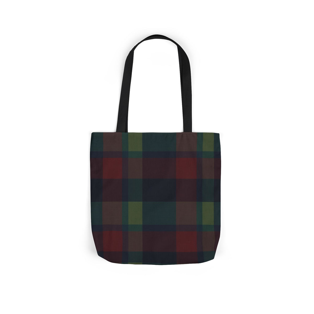 Plaid Canvas Tote Bag — Dark Autumn Tartan Market Tote