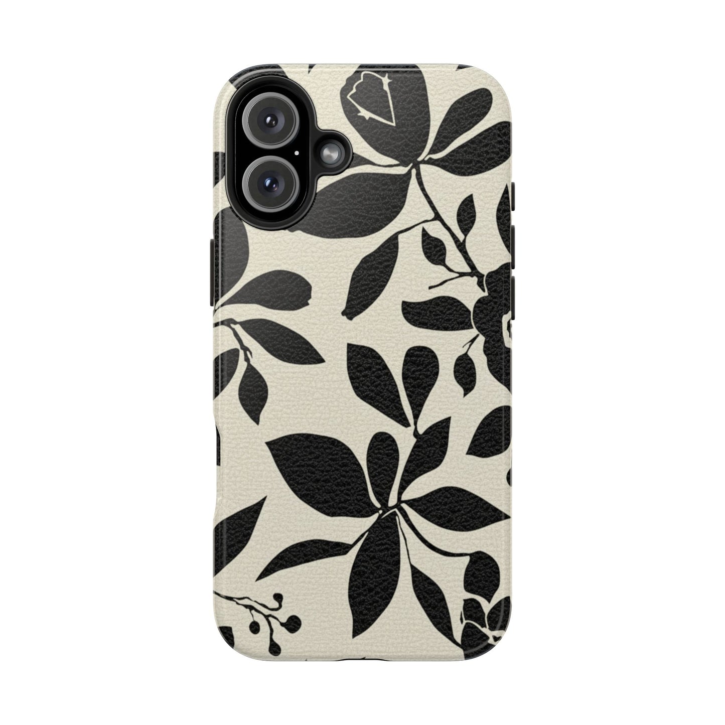 Tough Phone Case — Black Floral Silhouette Protective Cover