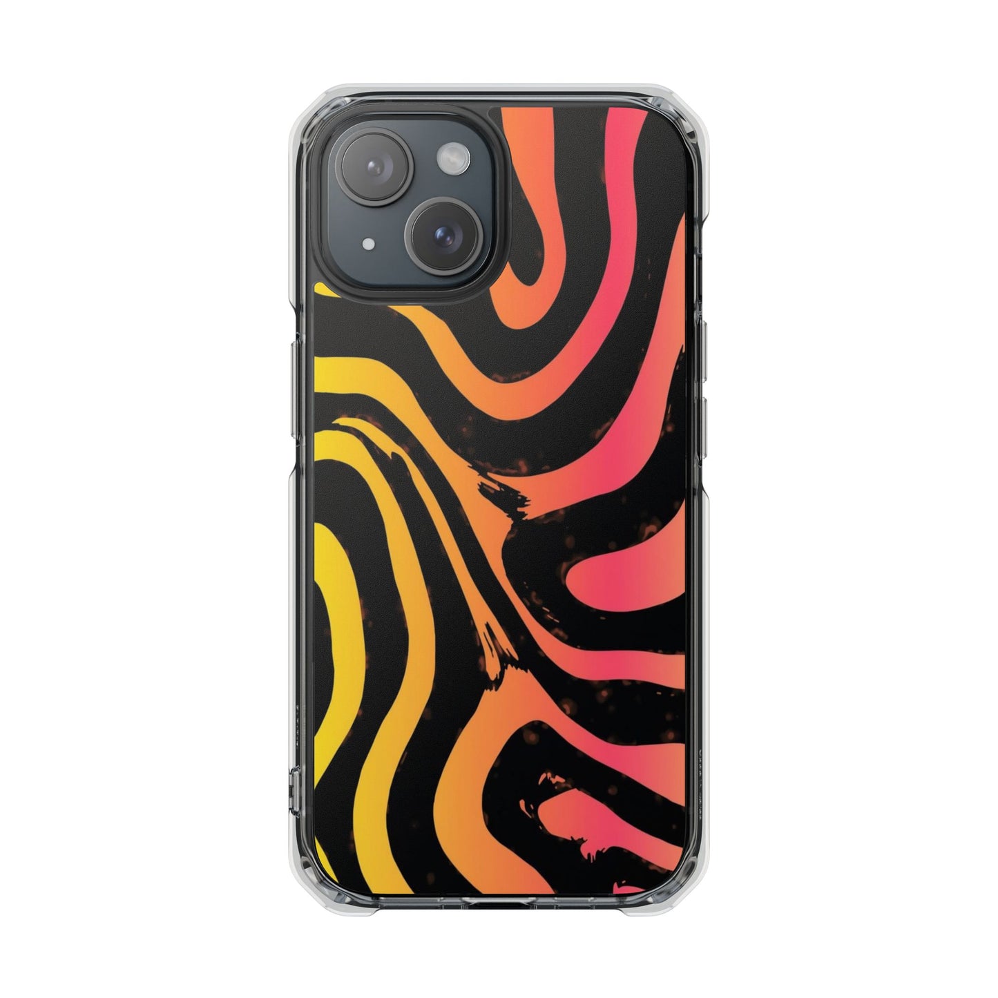 Clear Magnetic Impact Phone Case — Neon Zebra Stripe Design