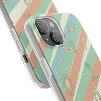 Beach Vibes Phone Case — Retro Pastel Surf & Palm Protective Flexi Case