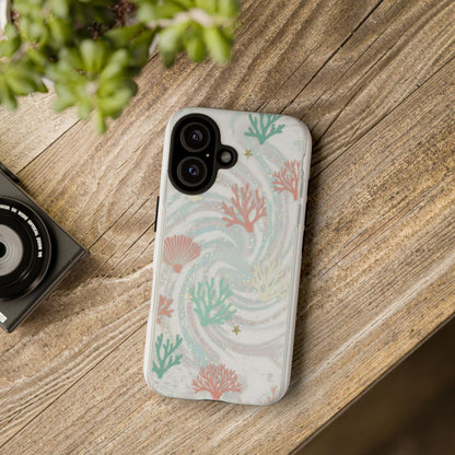 Seafoam Coral Tough Phone Case - Pastel Ocean Wave Design