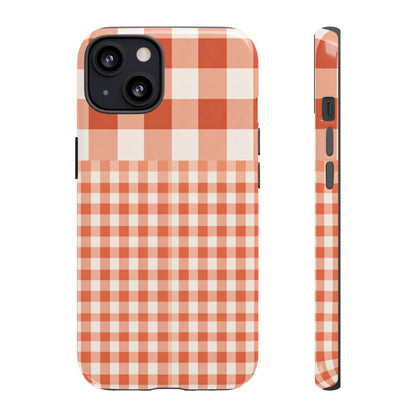 Buffalo Check Tough Phone Case — Orange Gingham Protective Cover