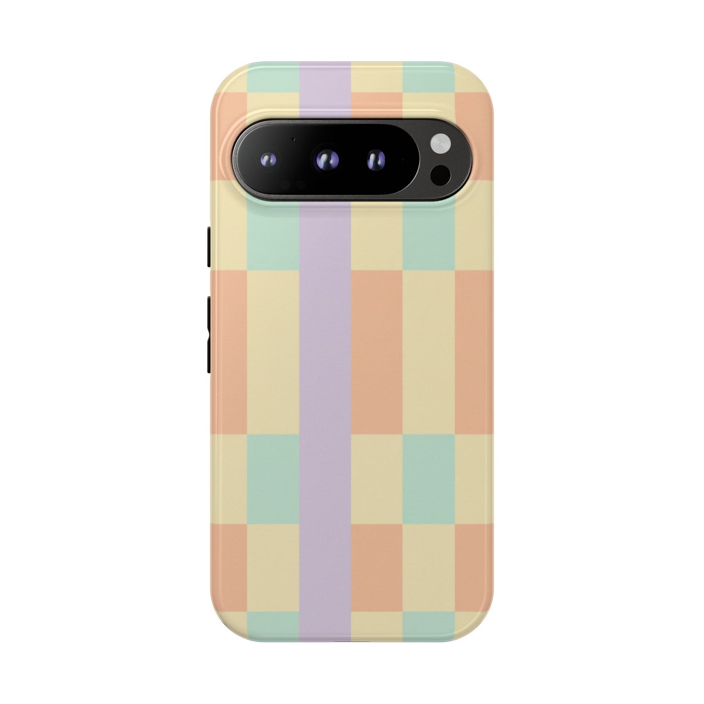 Pastel Checkered Phone Case — Retro Stripe Tough Case