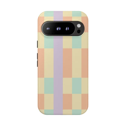Pastel Checkered Phone Case — Retro Stripe Tough Case