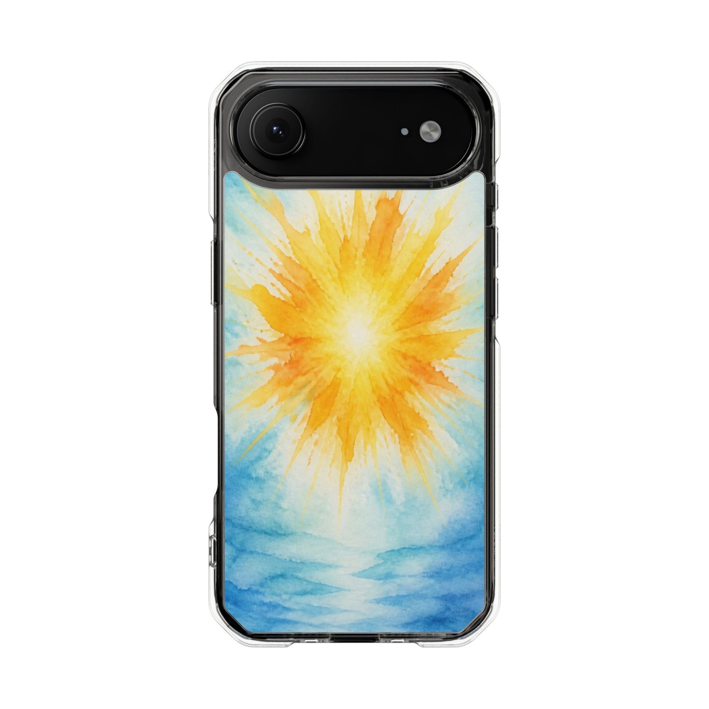 Clear Magnetic Phone Case — Sunshine Watercolor Design