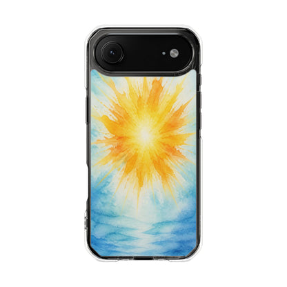 Clear Magnetic Phone Case — Sunshine Watercolor Design
