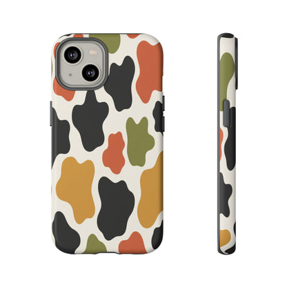 Camouflage Pattern Tough Phone Case – Retro Olive, Rust & Mustard Protective Cover