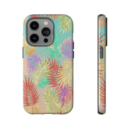 Tropical Palm Leaf Tough Phone Case – Colorful Pastel Botanical Protection