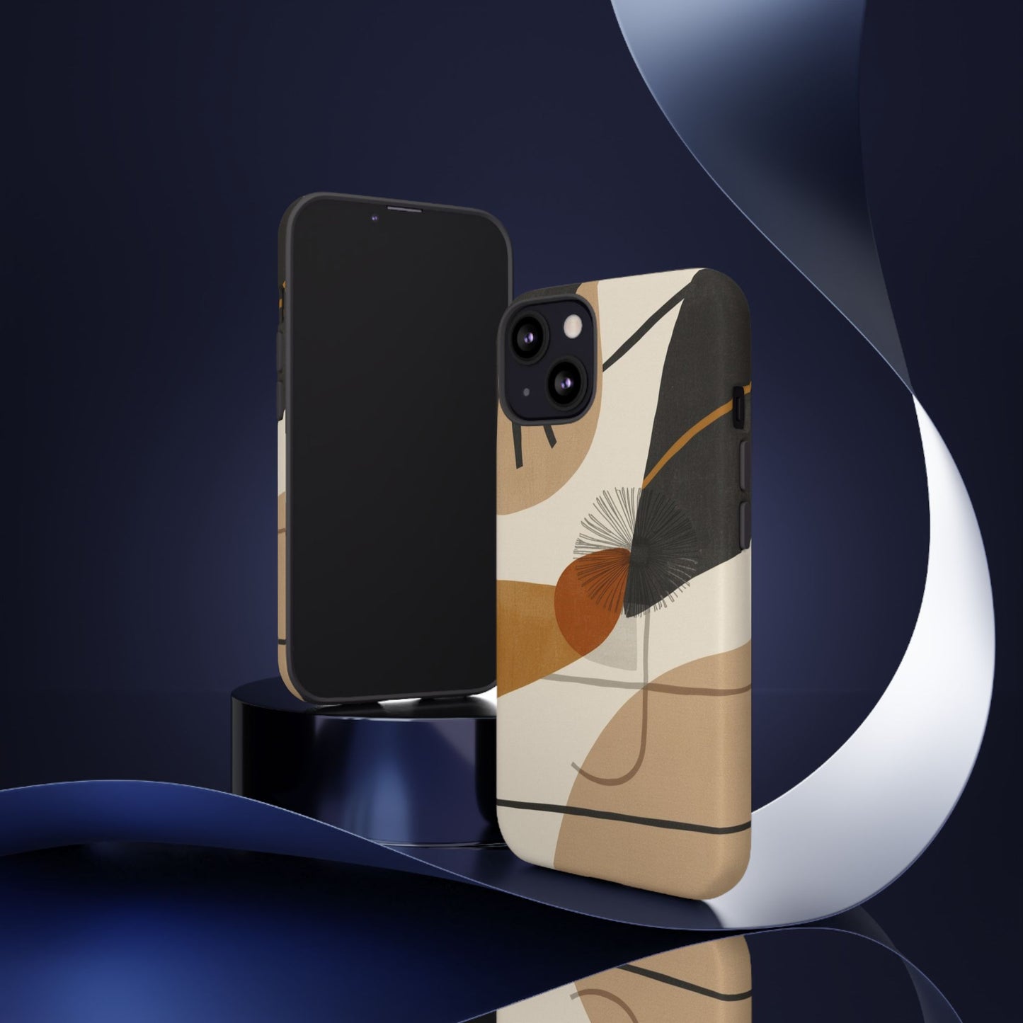Abstract Earth Tone Phone Case — Mid-Century Minimalist Tough Case