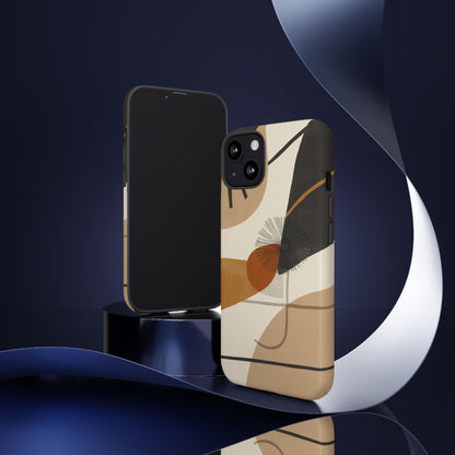 Abstract Earth Tone Phone Case — Mid-Century Minimalist Tough Case
