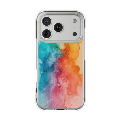 Clear Impact Phone Case — Rainbow Watercolor Splash Magnetic Compatible