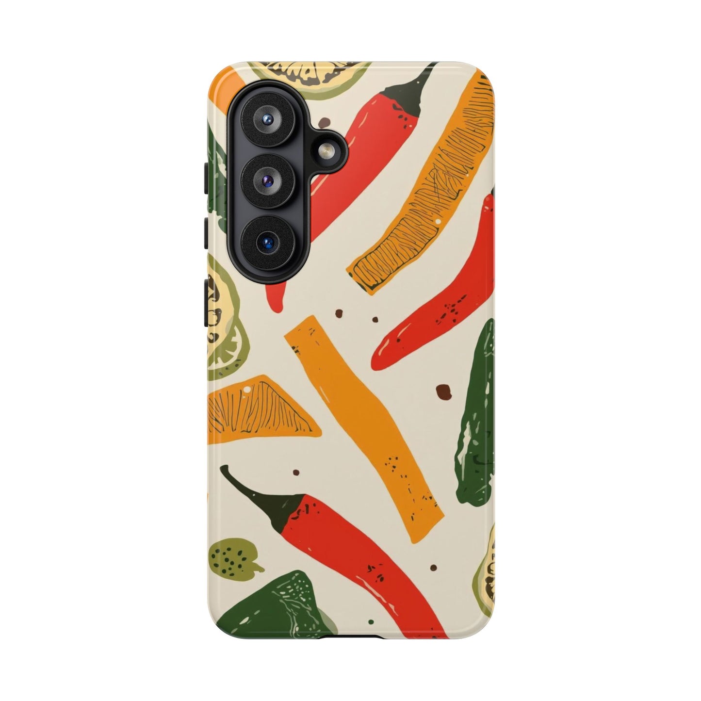 Spicy Peppers Phone Case – Colorful Chili, Lime & Citrus Pattern
