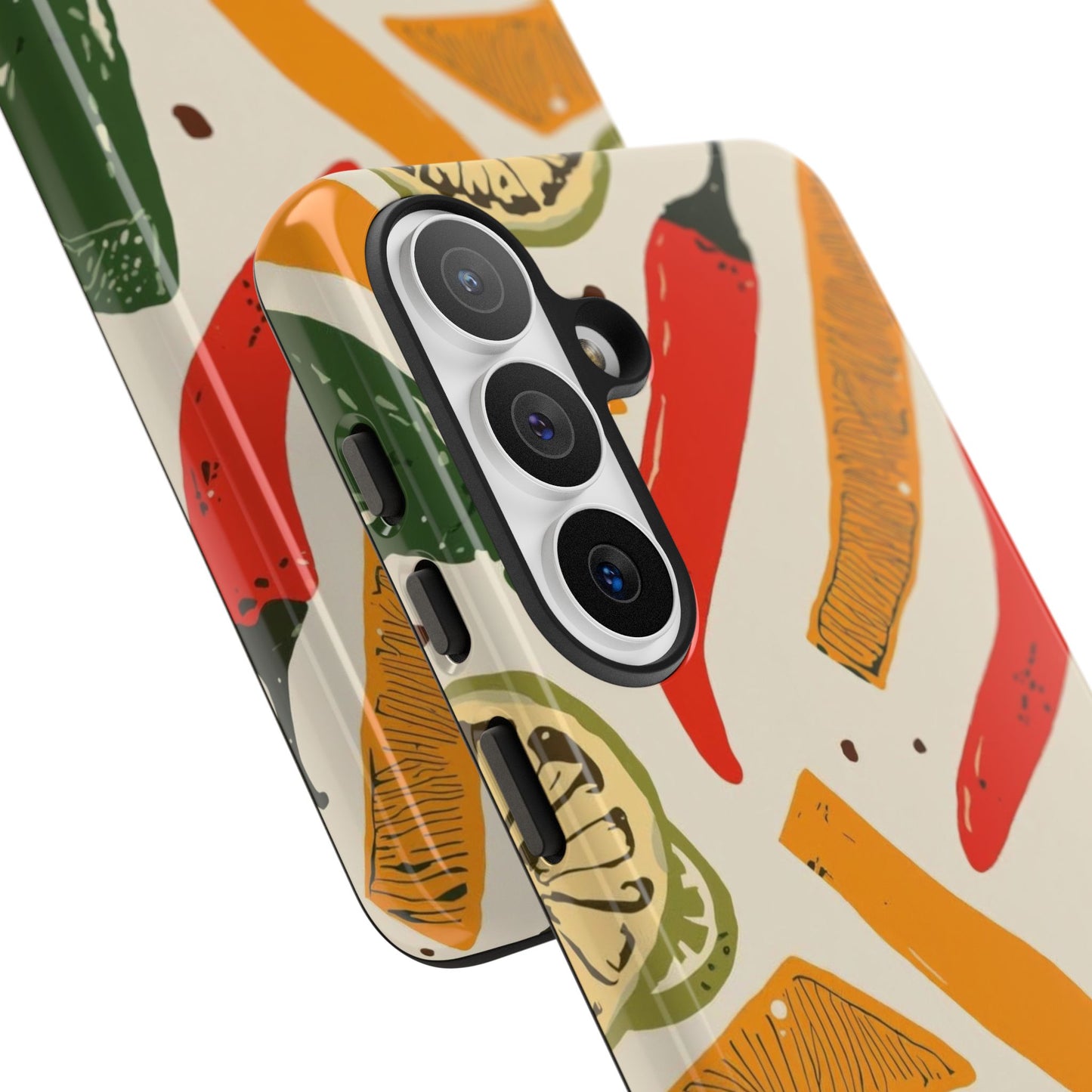 Spicy Peppers Phone Case – Colorful Chili, Lime & Citrus Pattern