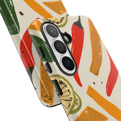 Spicy Peppers Phone Case – Colorful Chili, Lime & Citrus Pattern