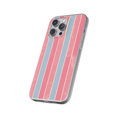 Striped Pink & Blue Phone Case — Retro Pastel Flexi Case