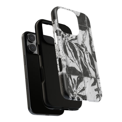 Monochrome Tile Floral Tough Phone Case