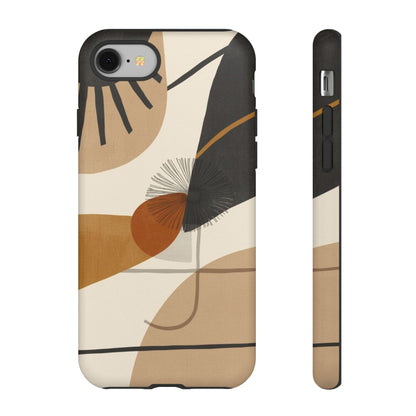 Abstract Earth Tone Phone Case — Mid-Century Minimalist Tough Case