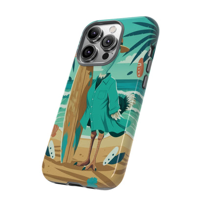 Phone Case — Retro Dressed Seagull Surfing Beach Illustration