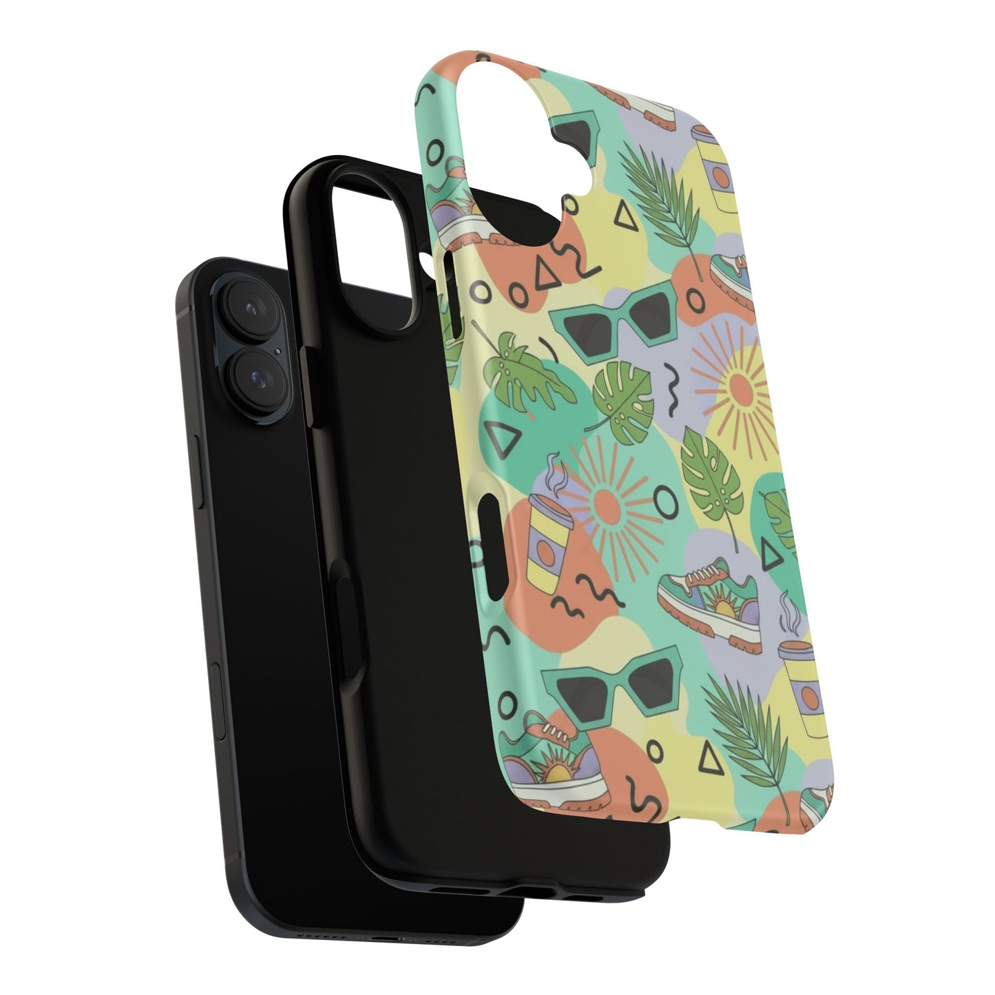 Tropical Summer Phone Case — Retro Sunglasses, Sneakers & Palm Pattern