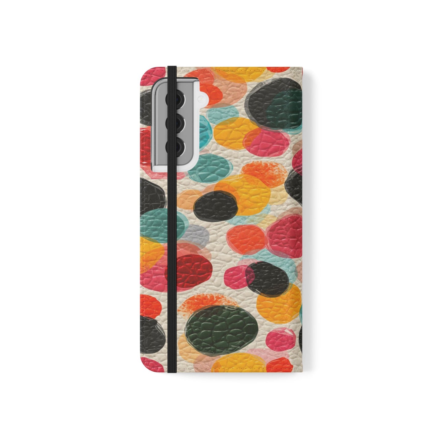 Colorful Confetti Dot Flip Phone Case — Retro Polka Wallet Cover