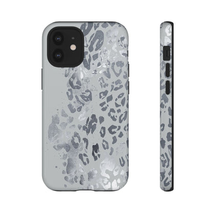 Gray Leopard Print Tough Phone Case