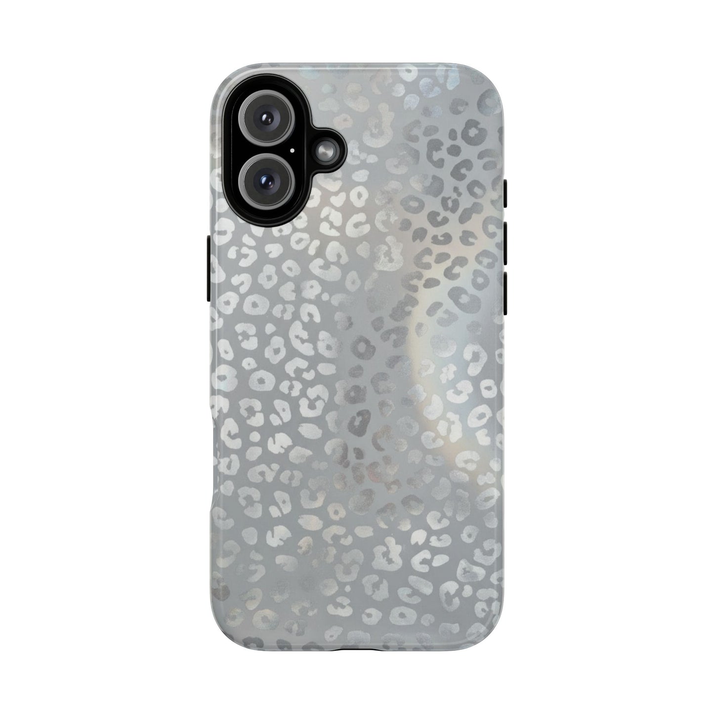 Grey Leopard Print Tough Phone Case — Durable Protective iPhone Cover