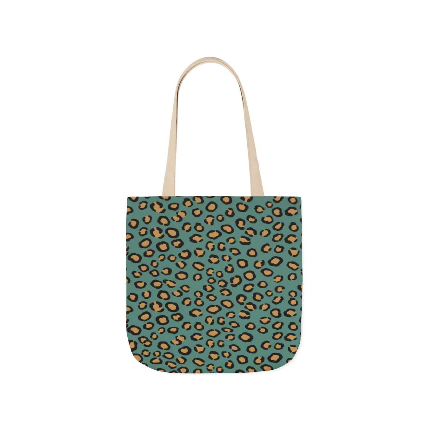 Teal Leopard Print Canvas Tote Bag — Trendy Animal Print Eco Shopper