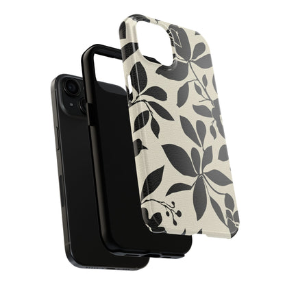 Tough Phone Case — Black Floral Silhouette Protective Cover