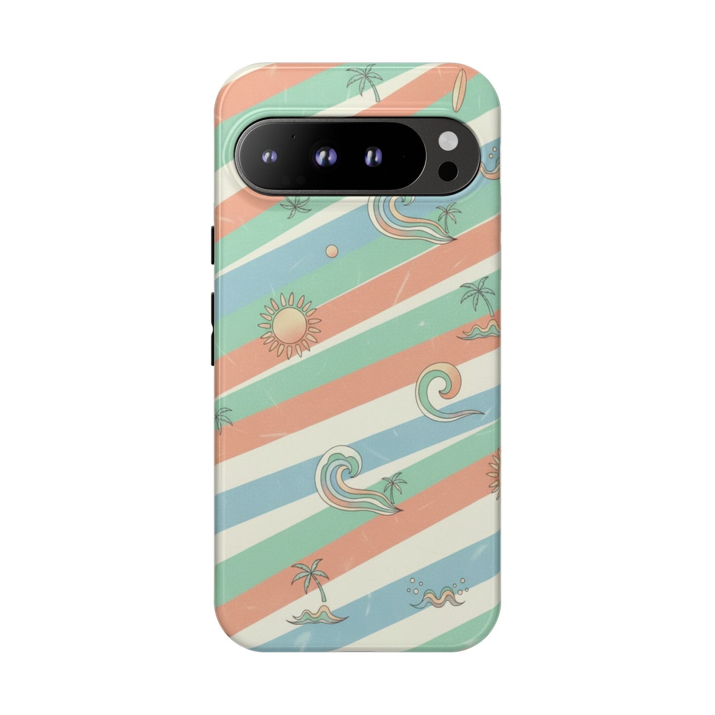 Surf Stripe Tough Phone Case — Retro Beach Waves Pattern