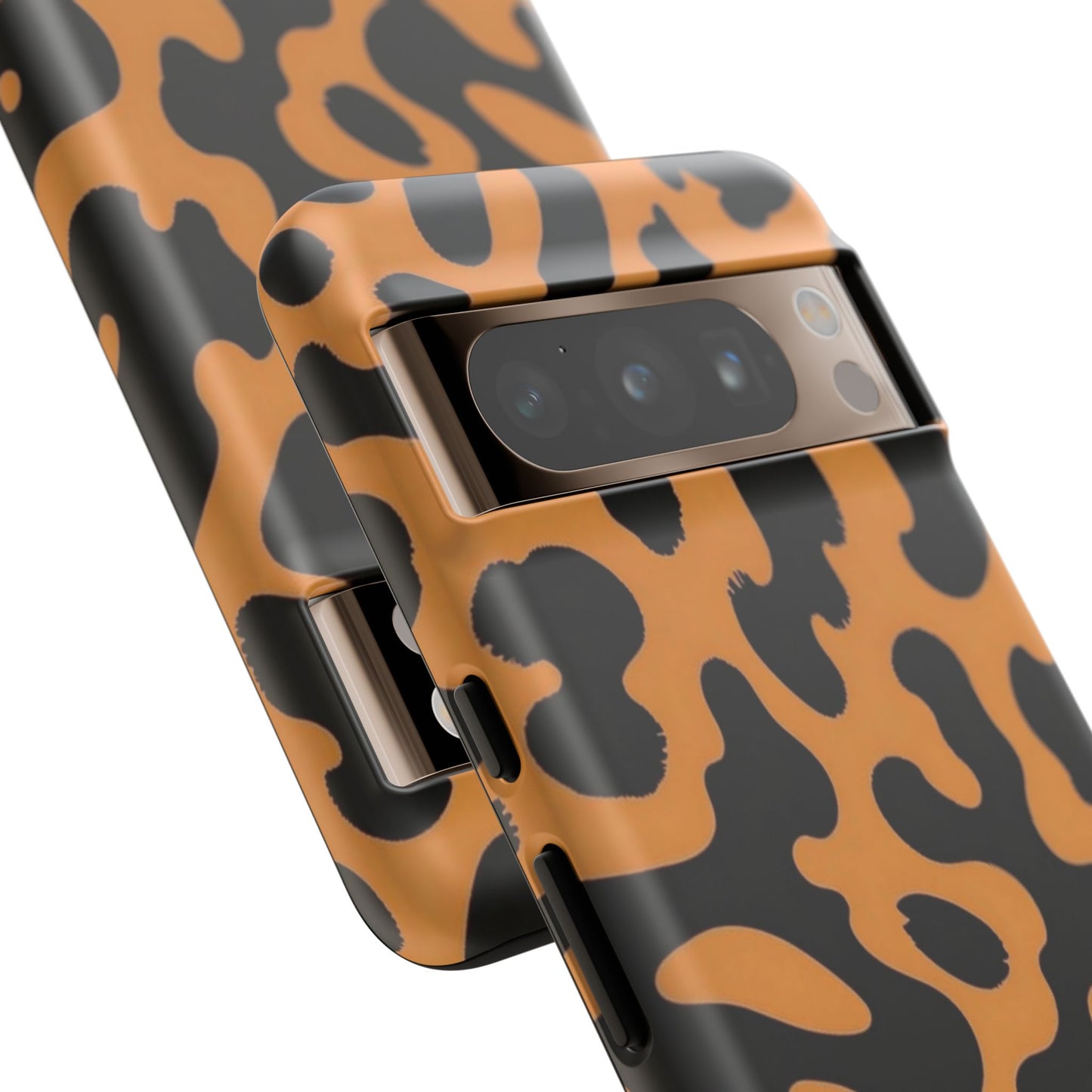 Leopard Print Phone Case — Orange & Black Tough Pattern Protective Cover