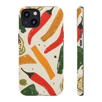 Spicy Peppers Phone Case – Colorful Chili, Lime & Citrus Pattern