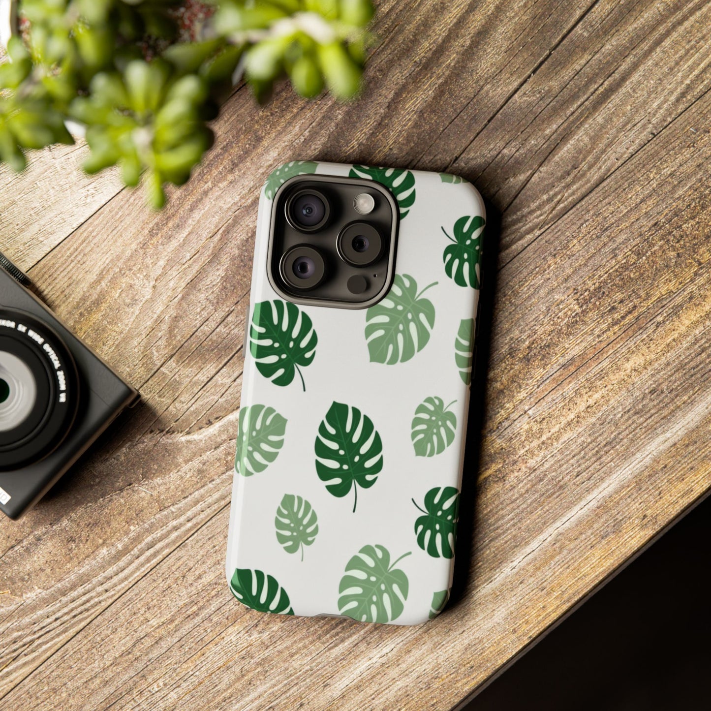 Monstera Leaf Phone Case — Tropical Green Pattern Tough Case