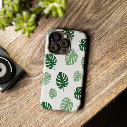 Monstera Leaf Phone Case — Tropical Green Pattern Tough Case
