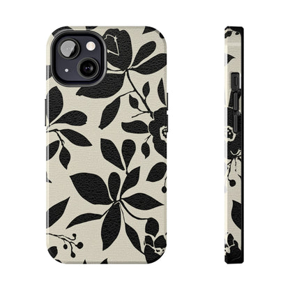 Tough Phone Case — Black Floral Silhouette Protective Cover