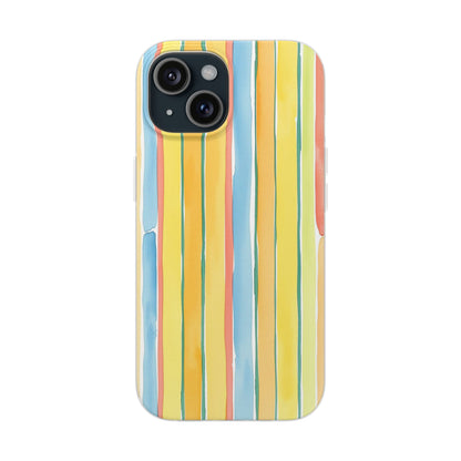Watercolor Stripe Phone Case — Bright Pastel Vertical Stripes Protective Flexi Case