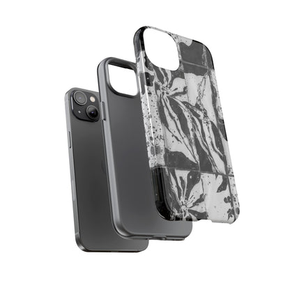 Monochrome Tile Floral Tough Phone Case