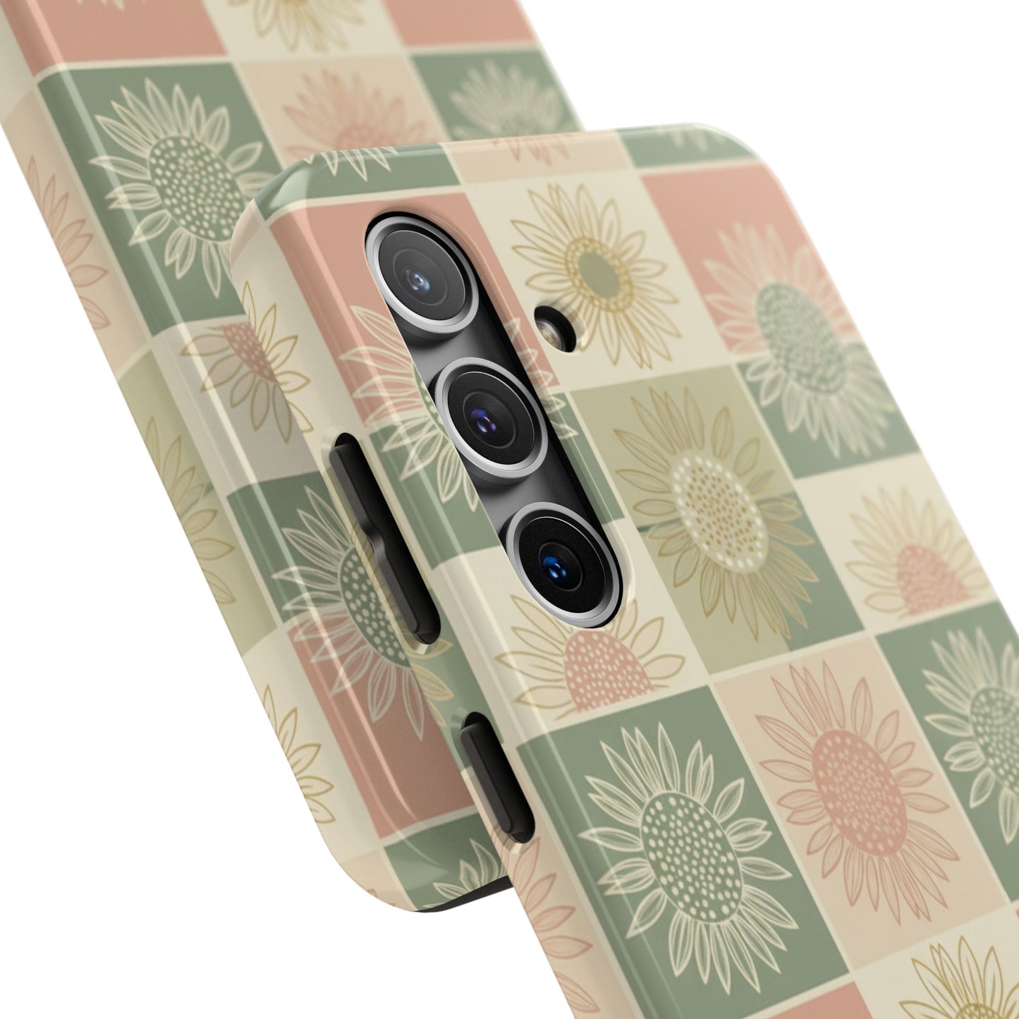 Copy of Copy of Sunflower Check iPhone Tough Phone Case — Retro Pastel Floral Protective Cover