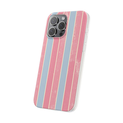 Striped Pink & Blue Phone Case — Retro Pastel Flexi Case