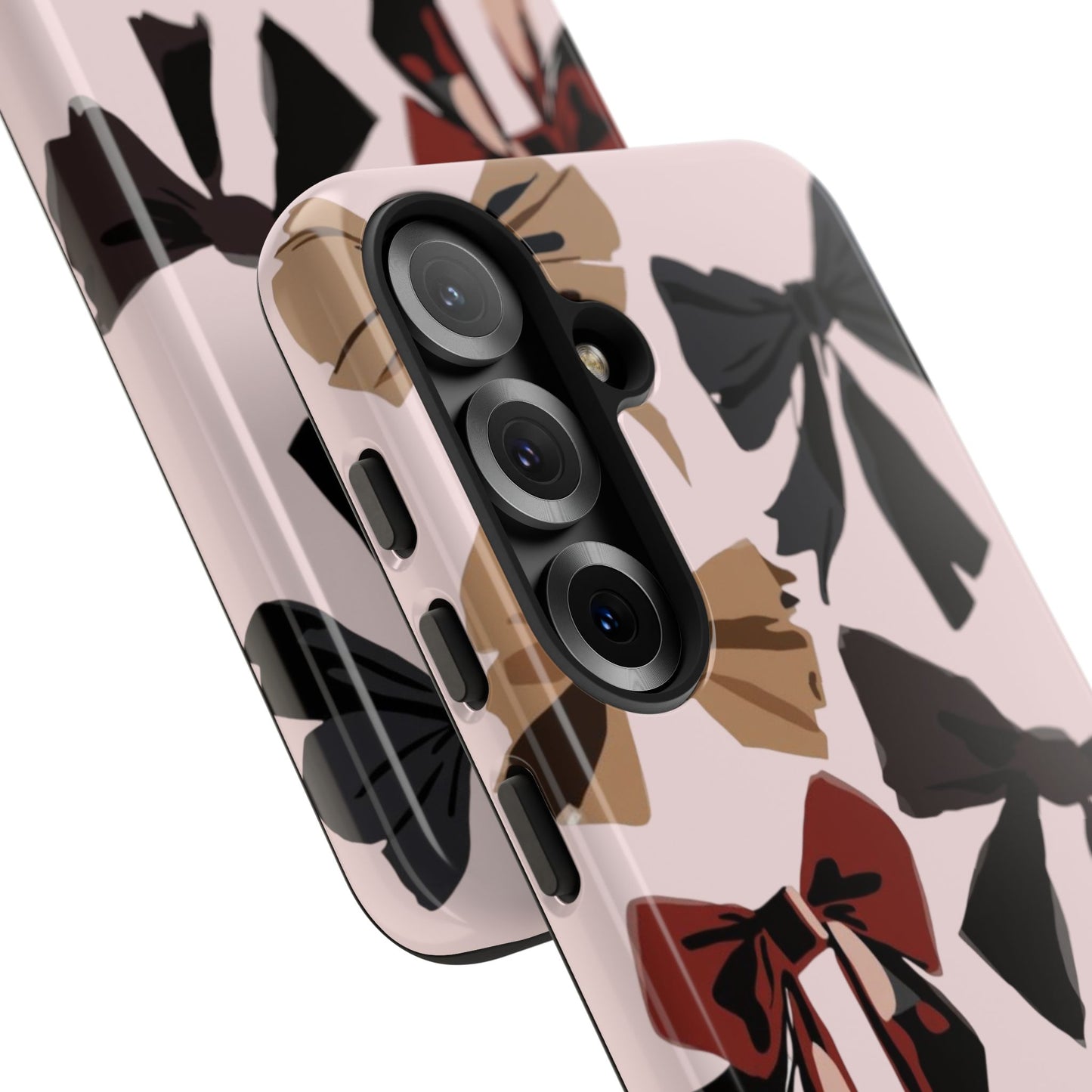 Bow Pattern Phone Case - Pink, Brown & Black Bows Protective Cover
