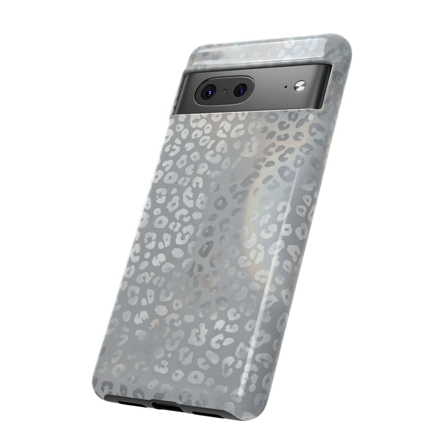 Grey Leopard Print Tough Phone Case — Durable Protective iPhone Cover