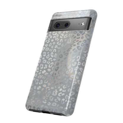 Grey Leopard Print Tough Phone Case — Durable Protective iPhone Cover