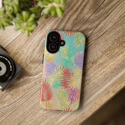 Tropical Palm Leaf Tough Phone Case – Colorful Pastel Botanical Protection