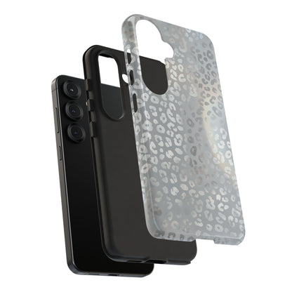 Grey Leopard Print Tough Phone Case — Durable Protective iPhone Cover